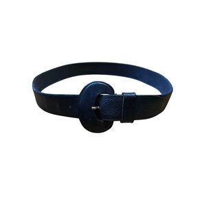 Vintage Black D Ring Style Genuine Leather Belt, M